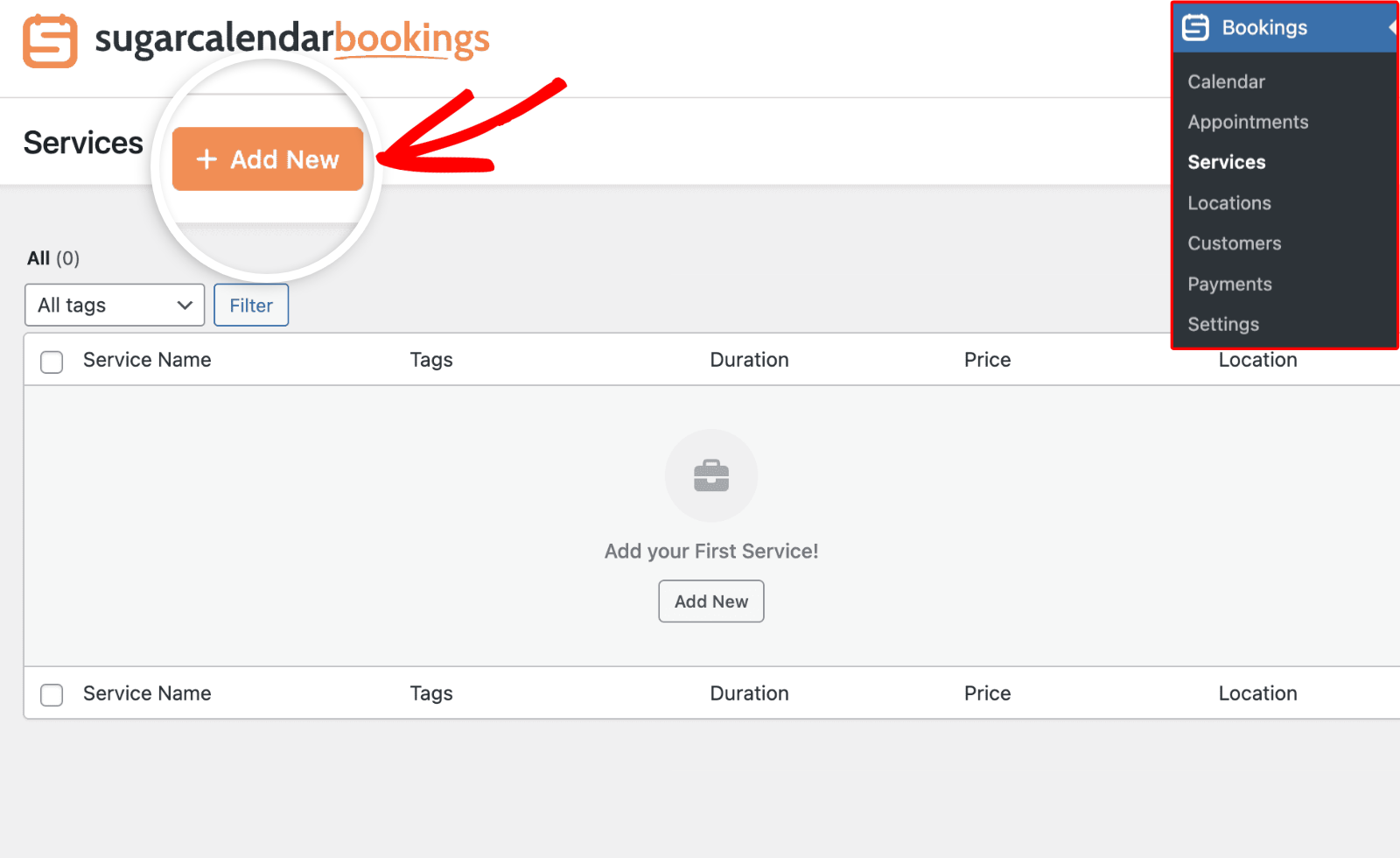 add-new-service-1 - Sugar Calendar Sugar Calendar Bookings Services management screen
