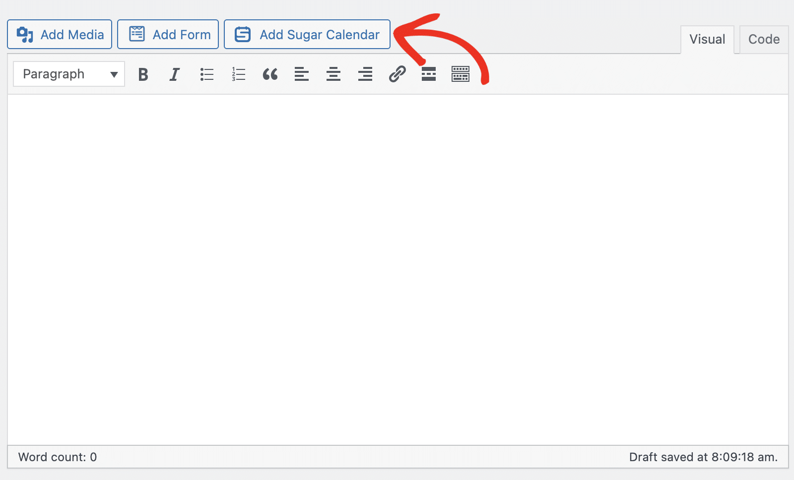 Click Add Sugar Calendar Button