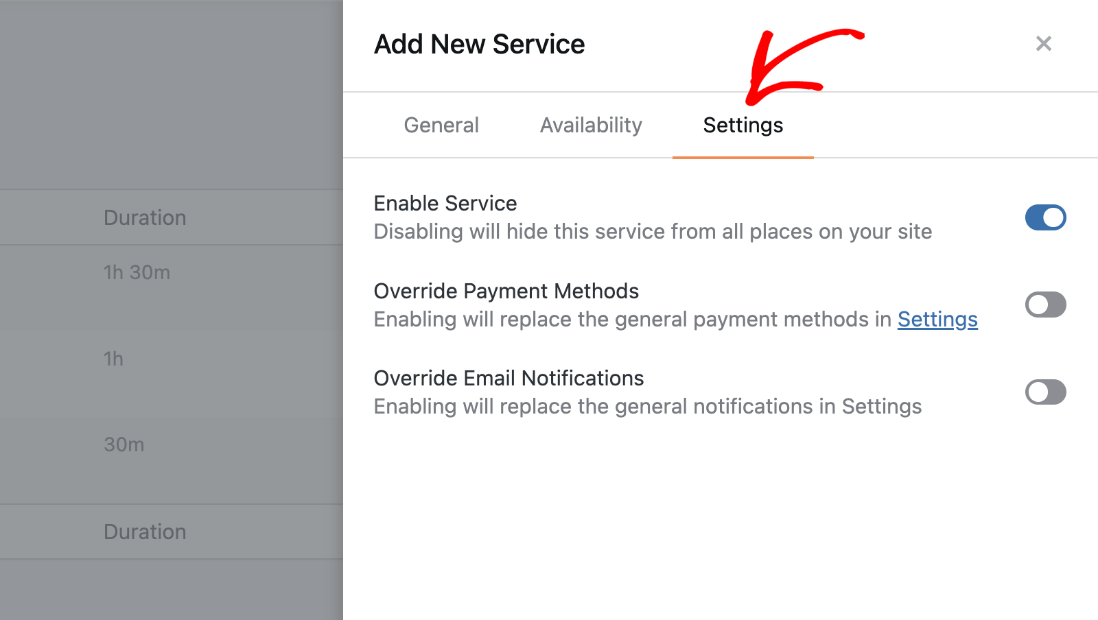 click-settings-tab - Sugar Calendar Click the Settings tab