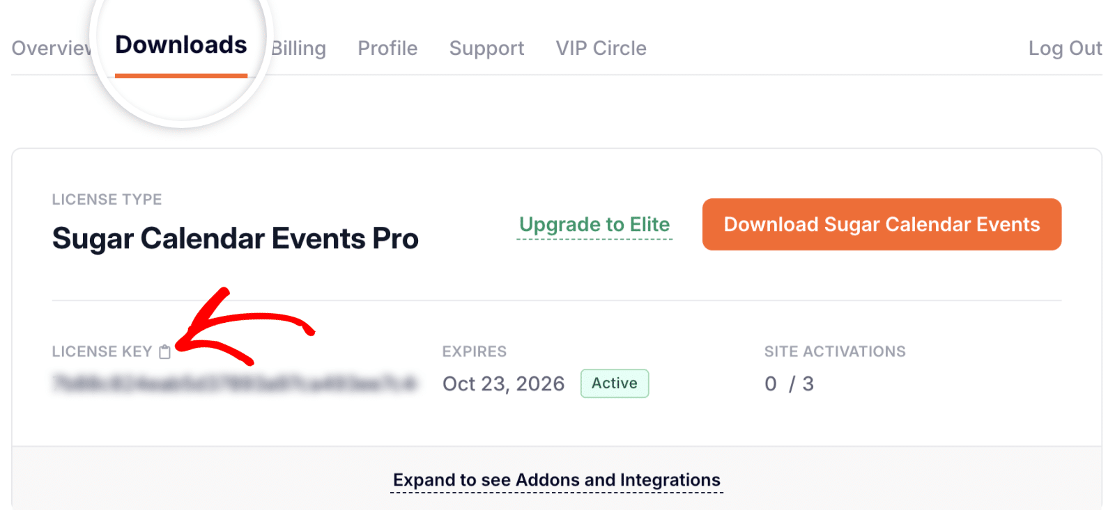 Copy Sugar Calendar events license