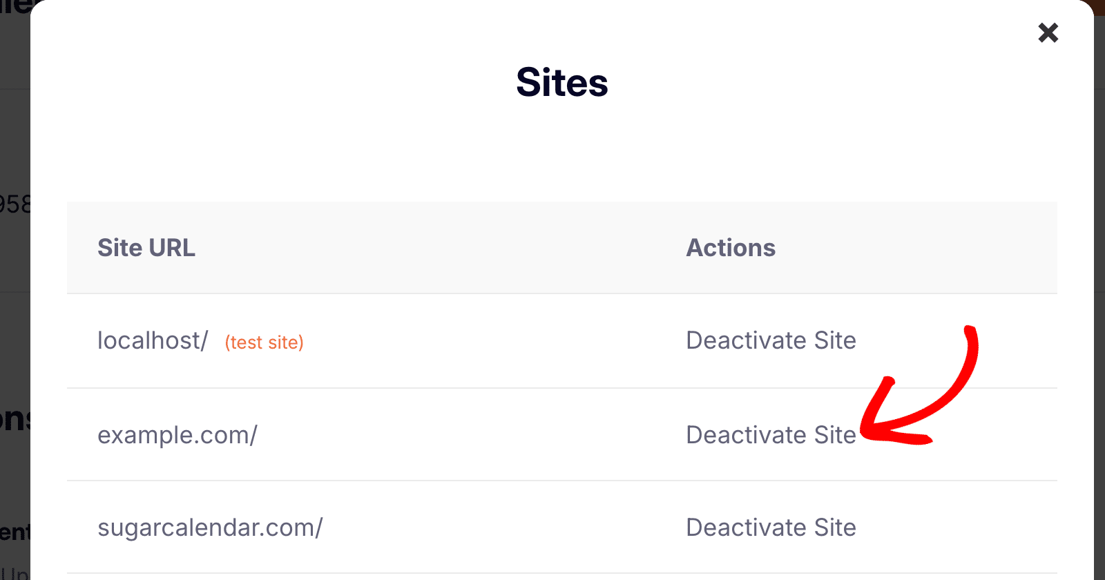 Deactivate license from Sugar Calendar license