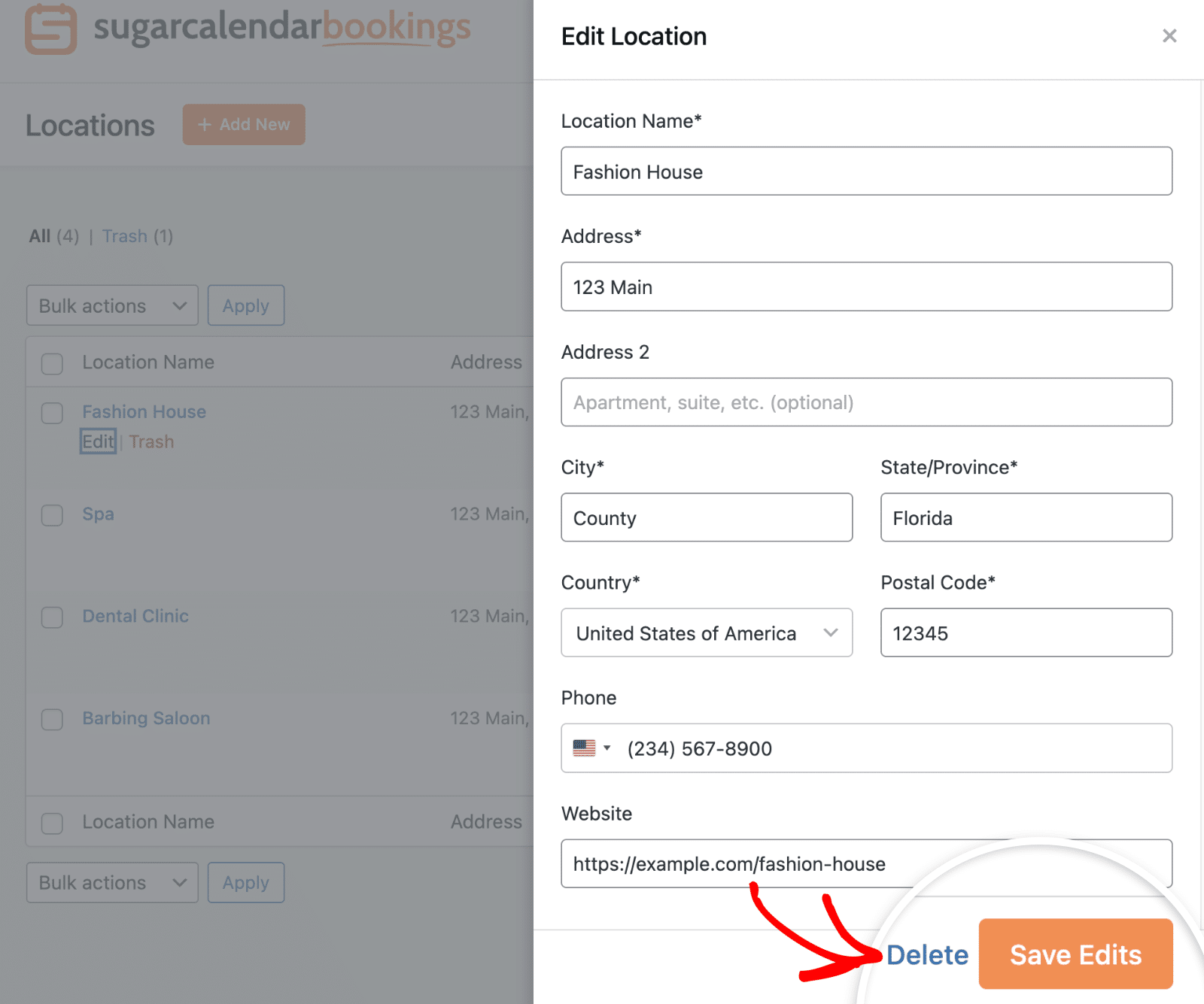 Permanently delete location