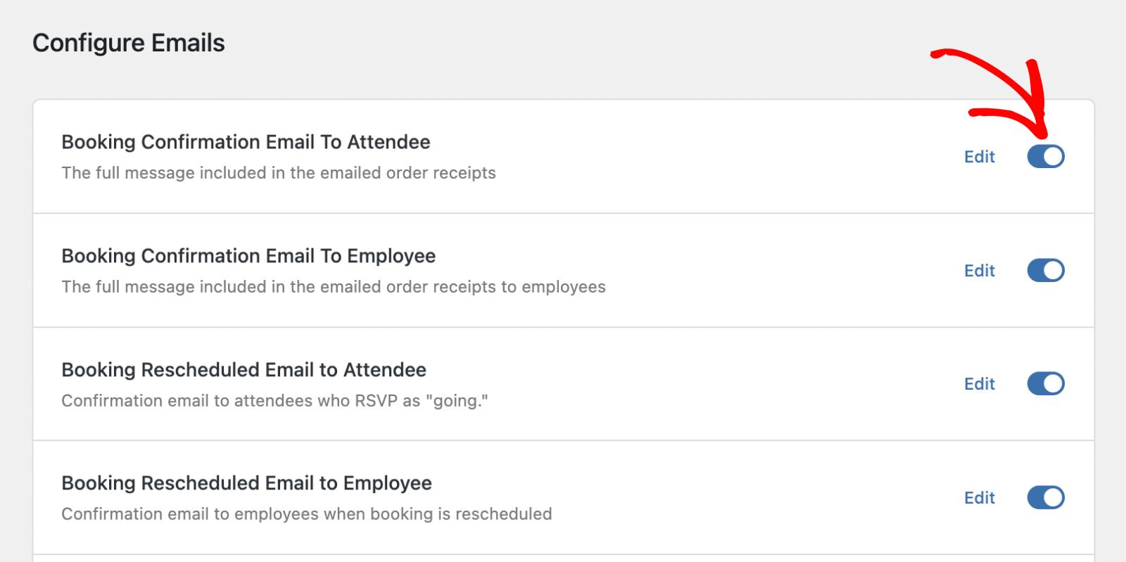 Toggle OFF email