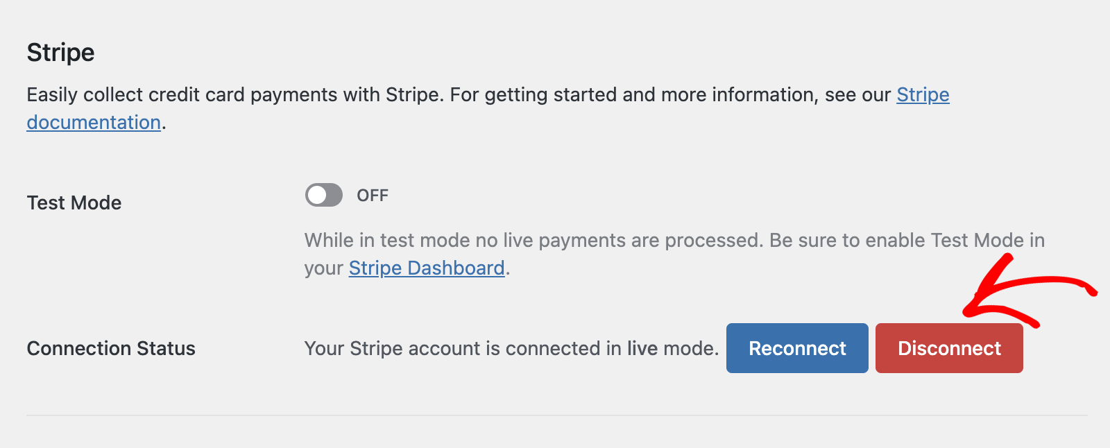Disconnect Stripe account