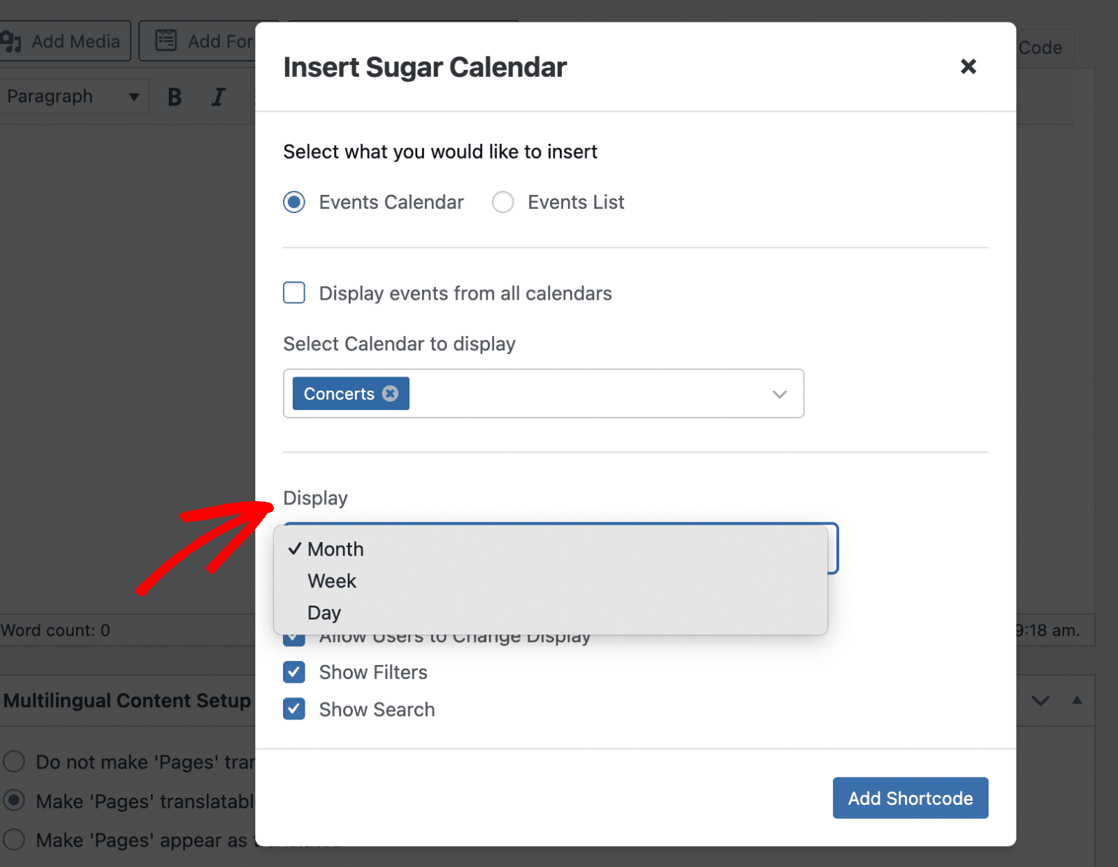 Select Display Format