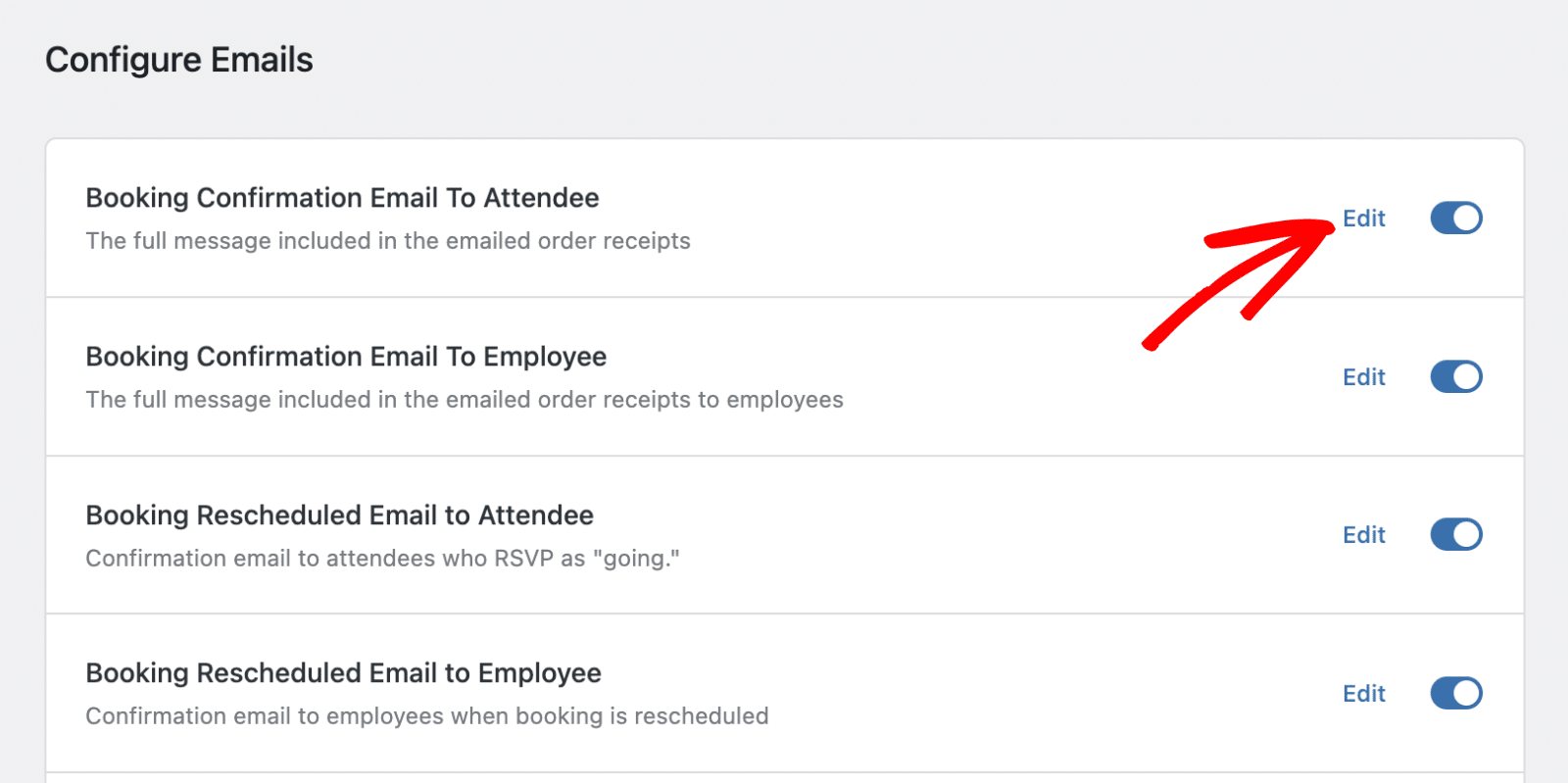 Click Edit to customize an email template