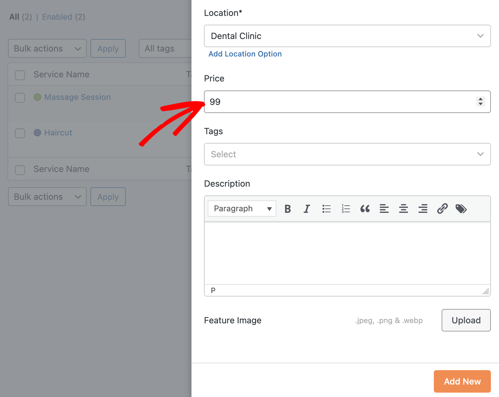 enter-price-1 - Sugar Calendar Enter the service price