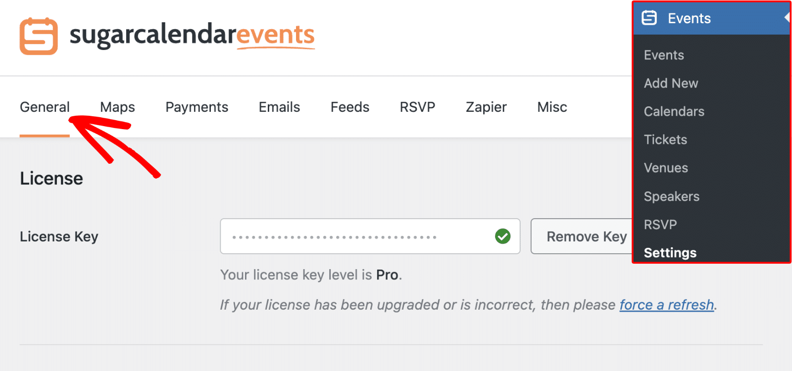 Sugar Calendar settings