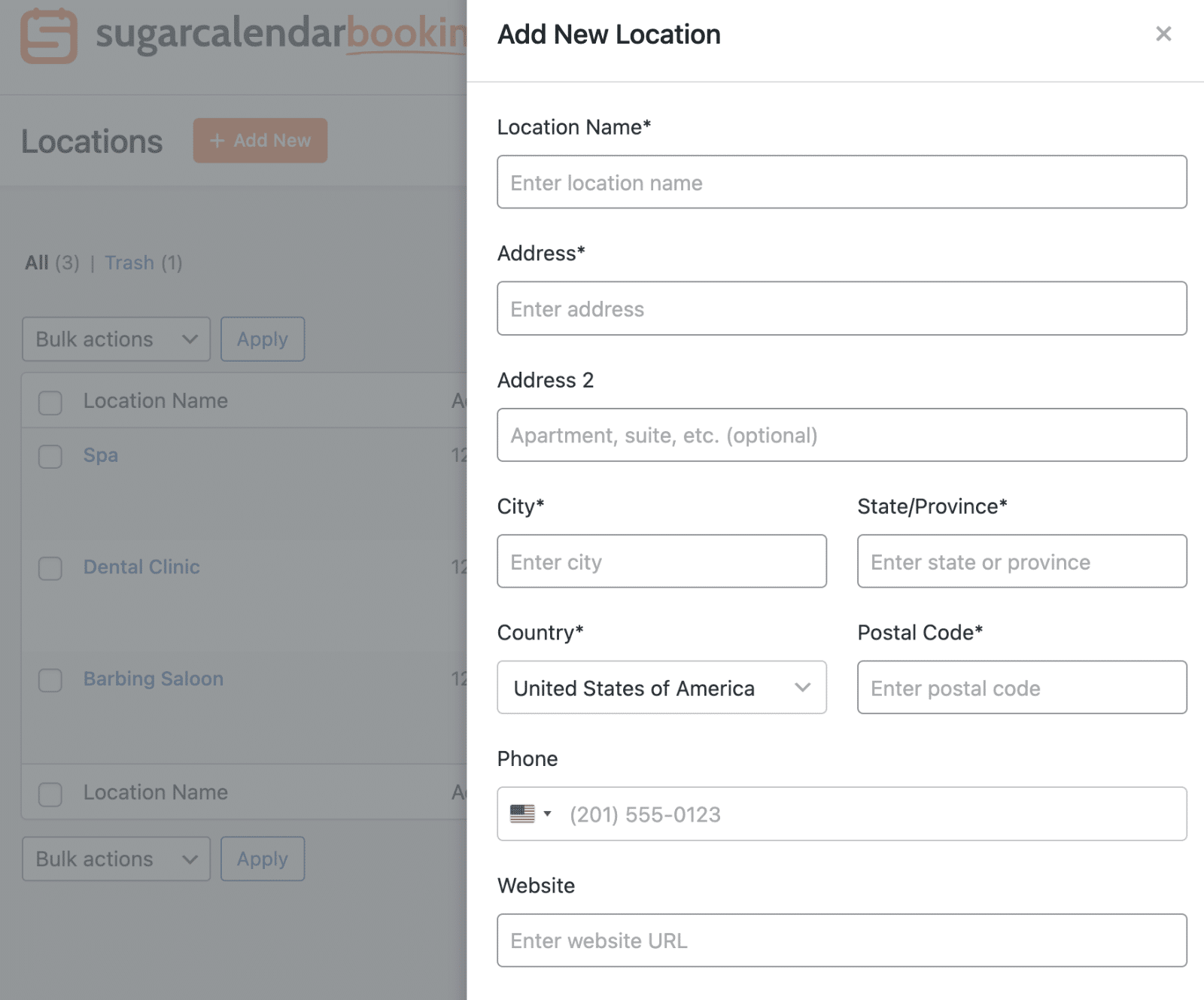 Add New Location dialog box