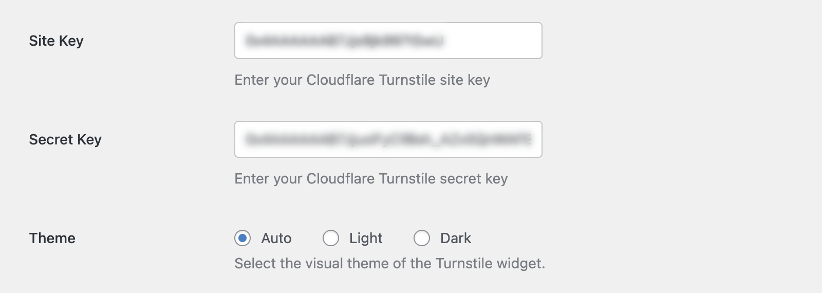 Enter Turnstile API Keys