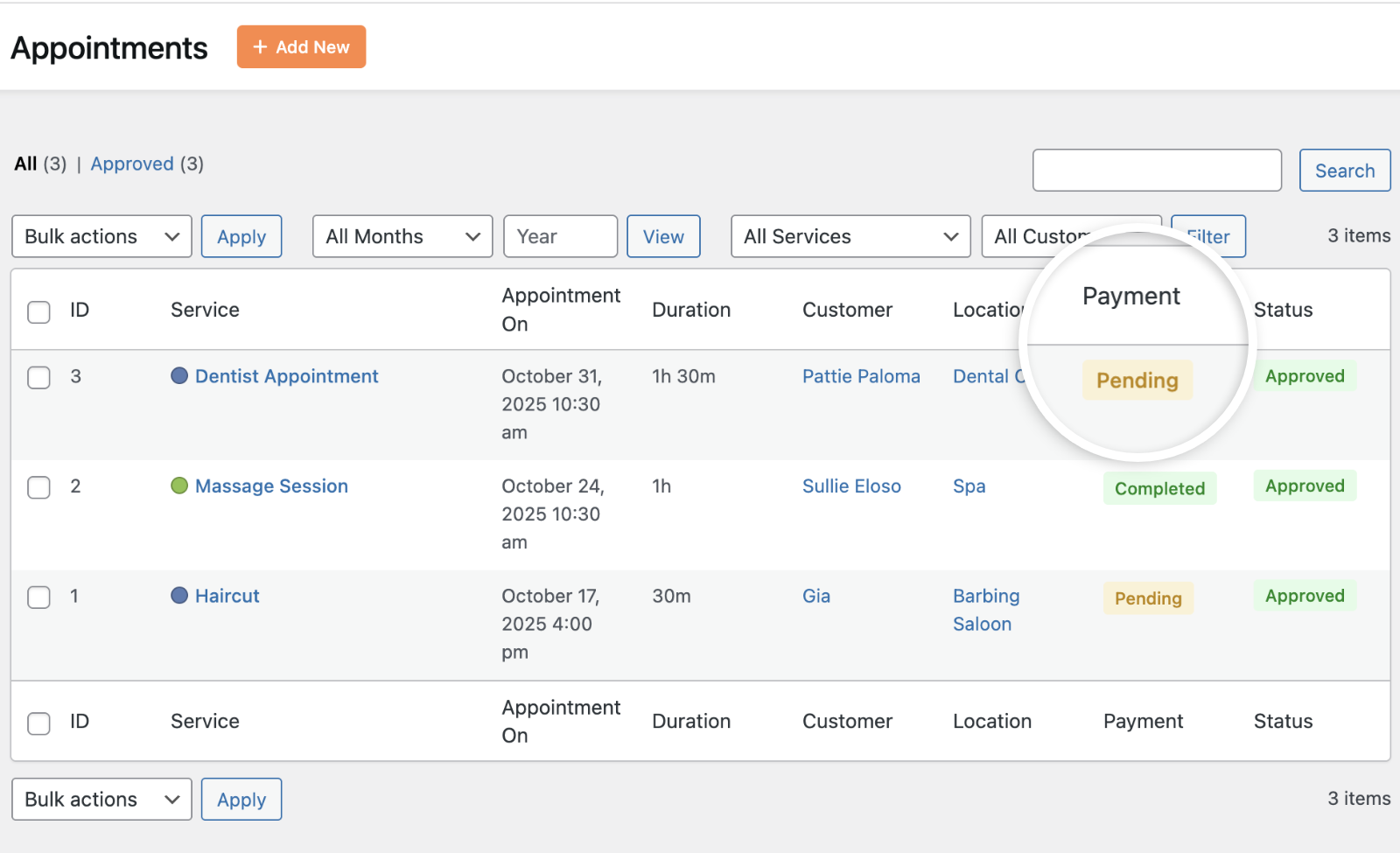 On-site payment method for manual bookings