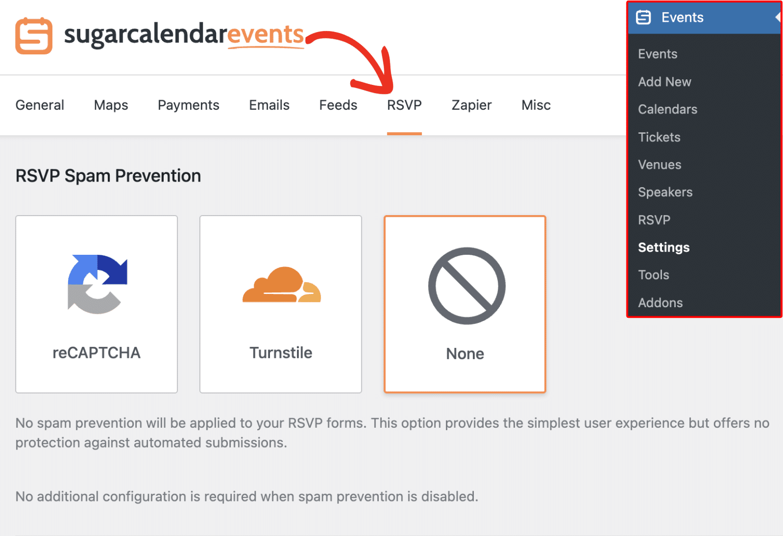 Select RSVP tab