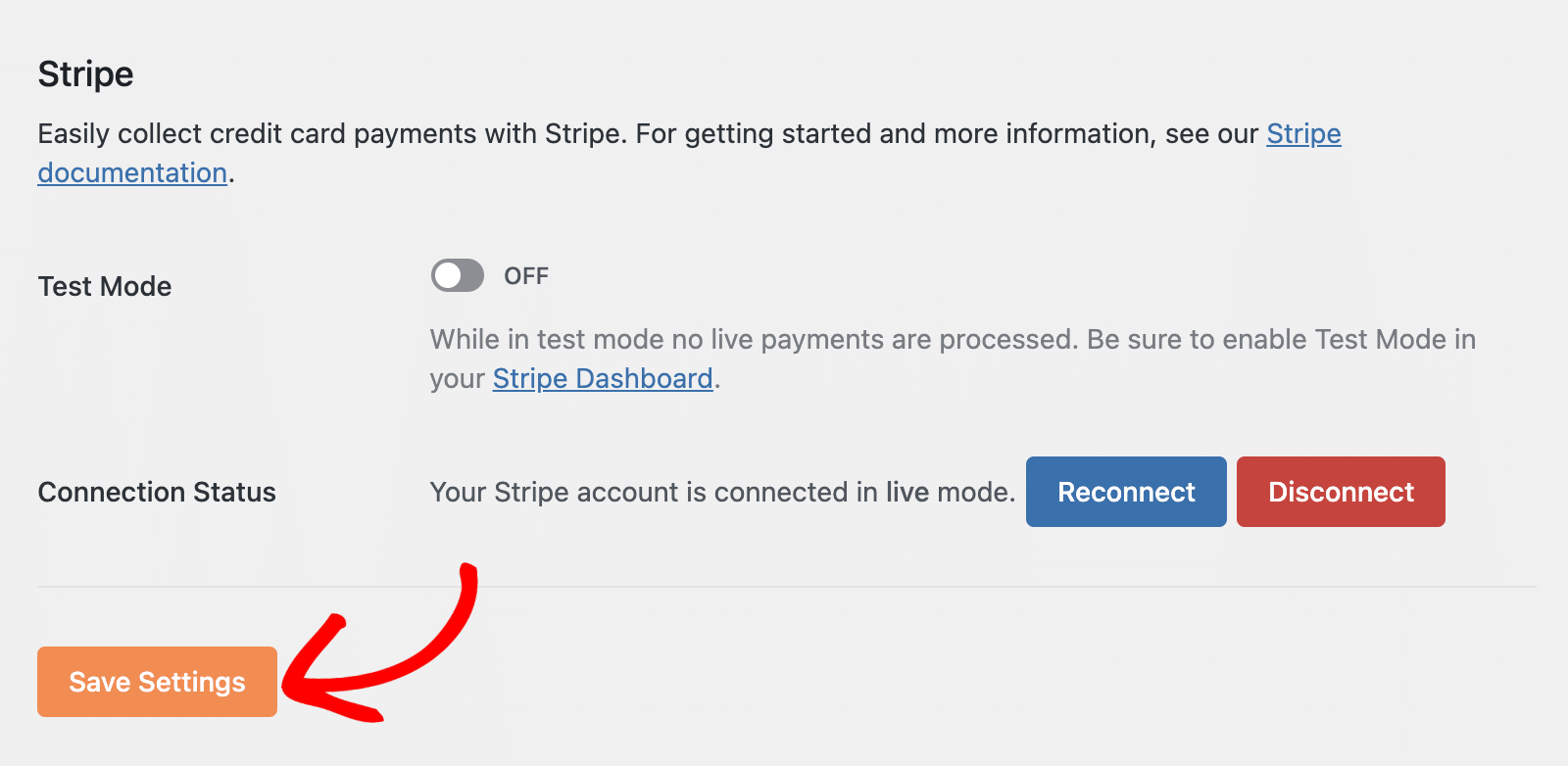 Stripe account successfully connected