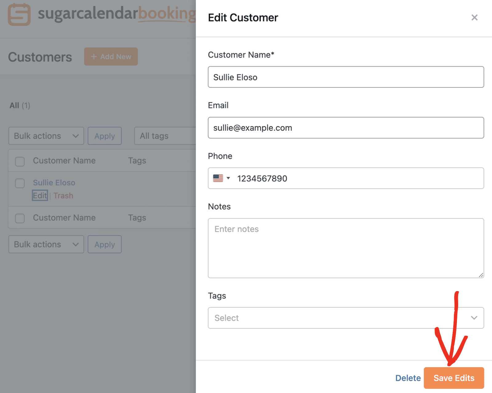Edit Customer dialog box