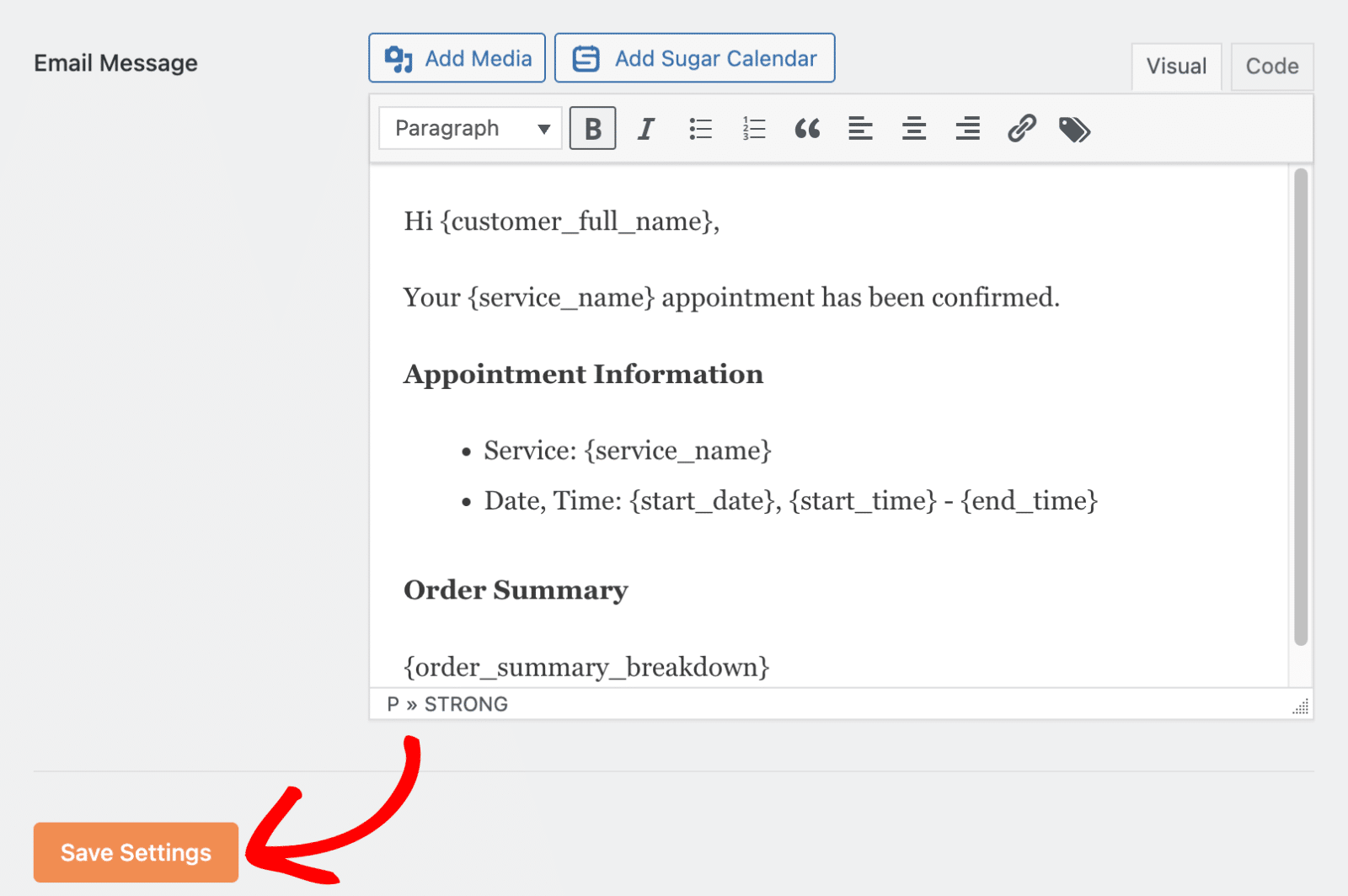 Save your email customizations
