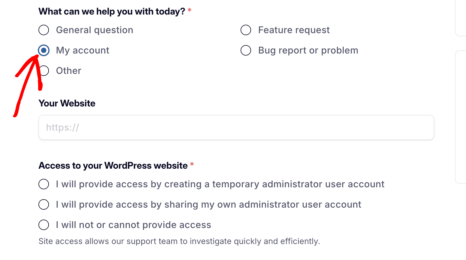 Select My account option