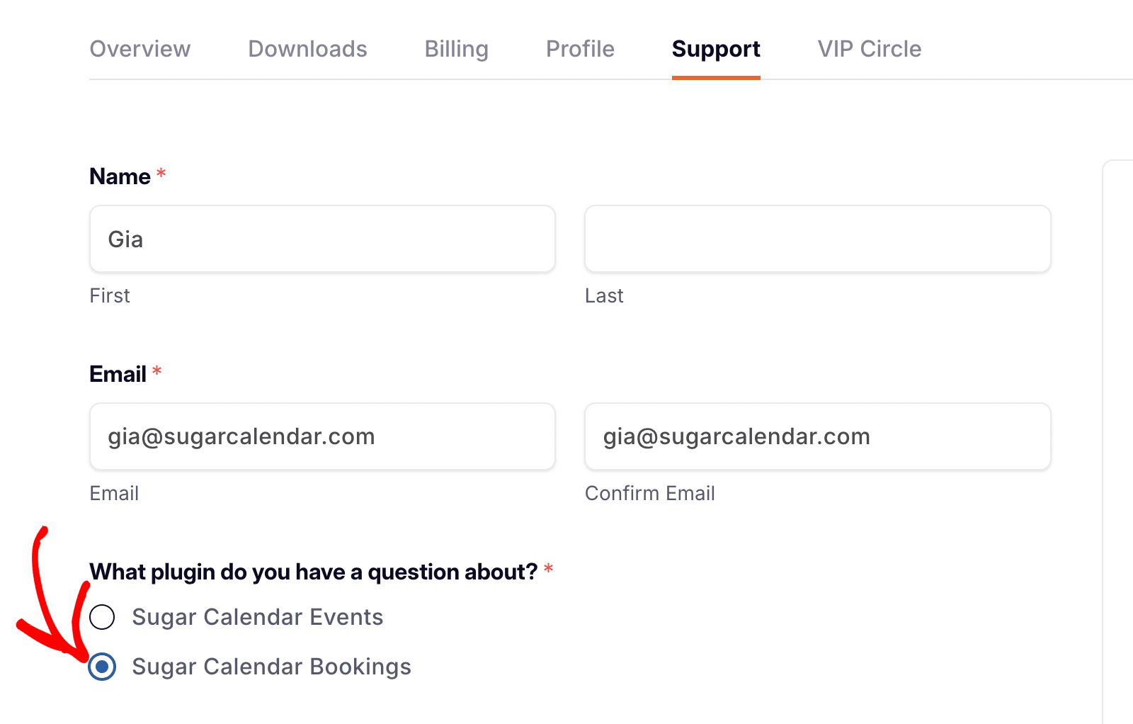 Select Sugar Calendar Bookings