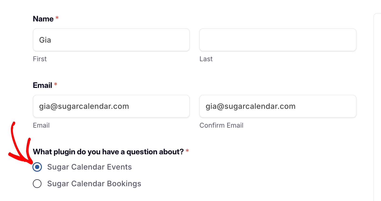 Select Sugar Calendar Bookings