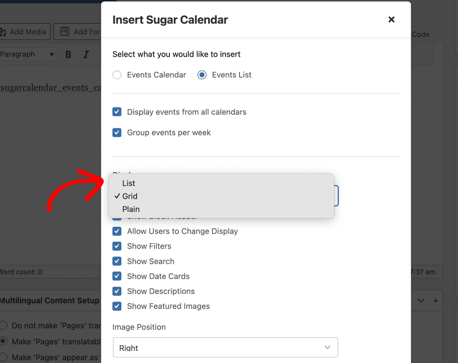 Choose Display Format