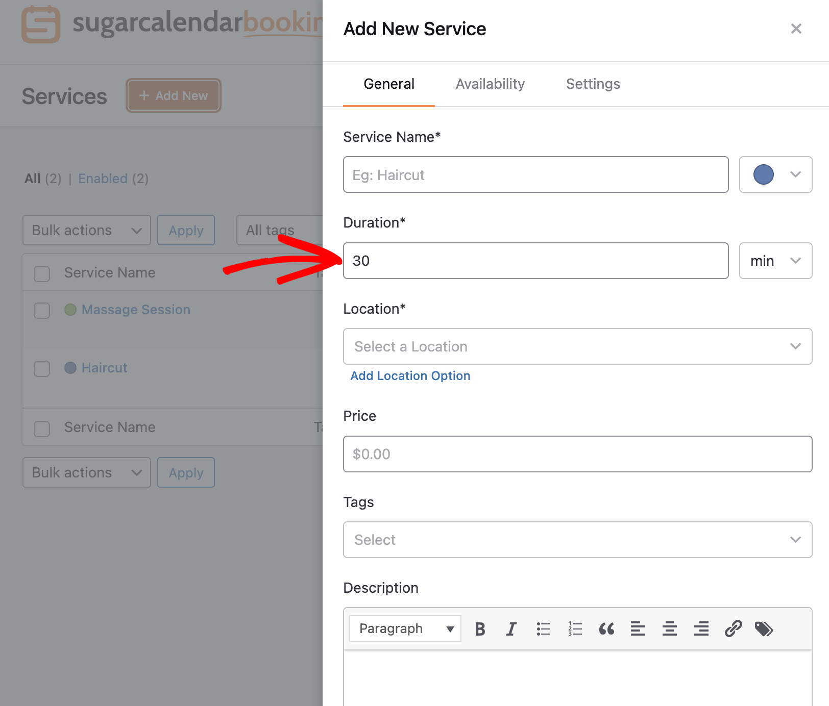 set-duration-1 - Sugar Calendar Set the service duration