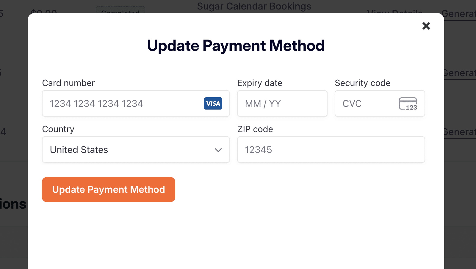 Update card billing address