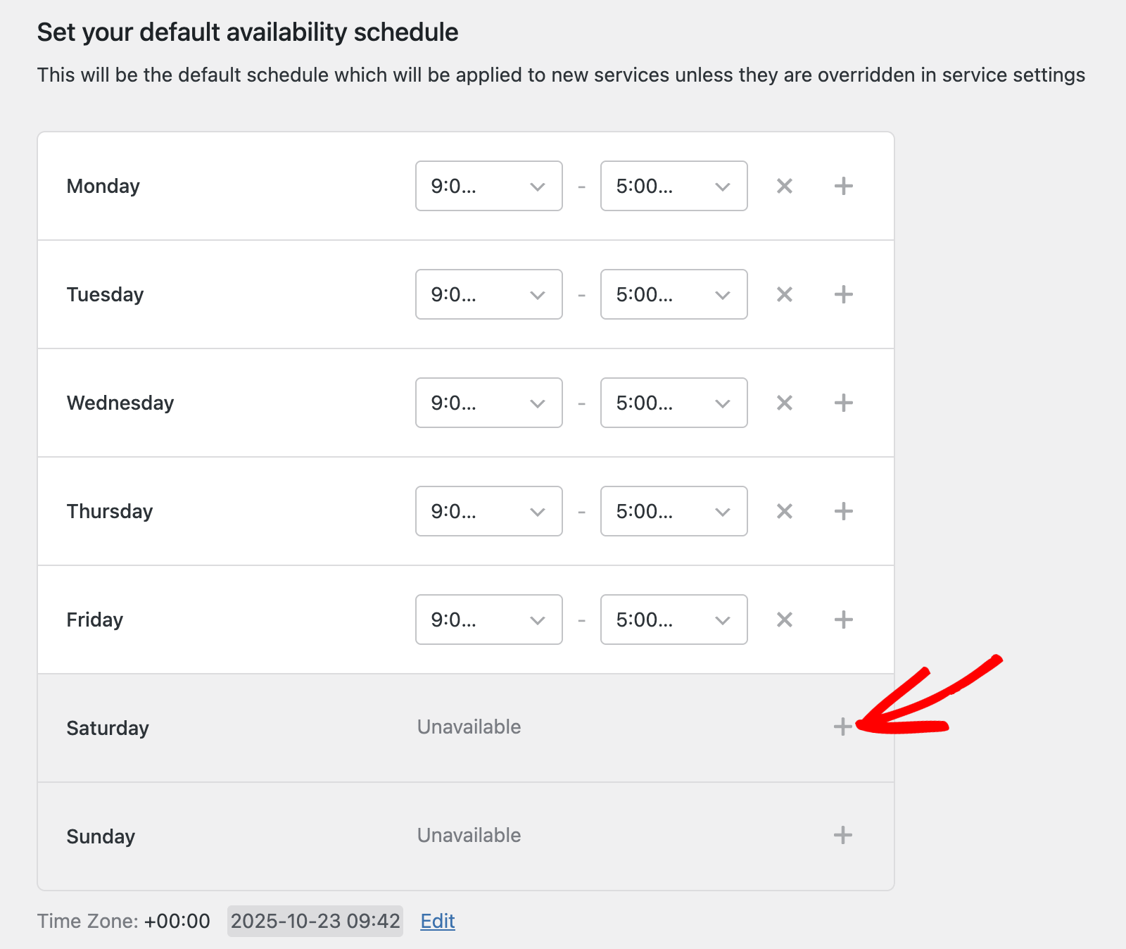 Enable weekend bookings