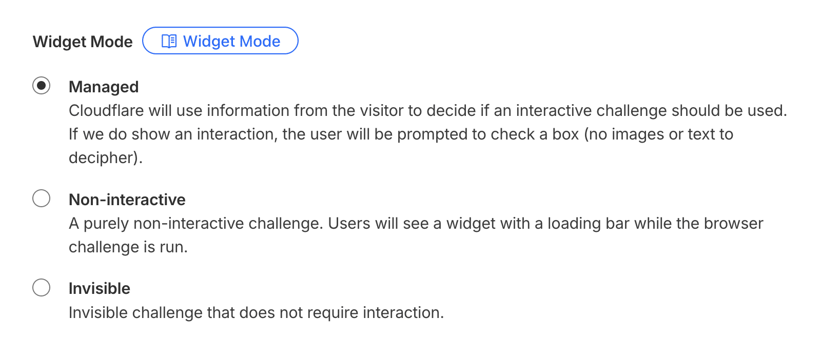 Select Widget Mode