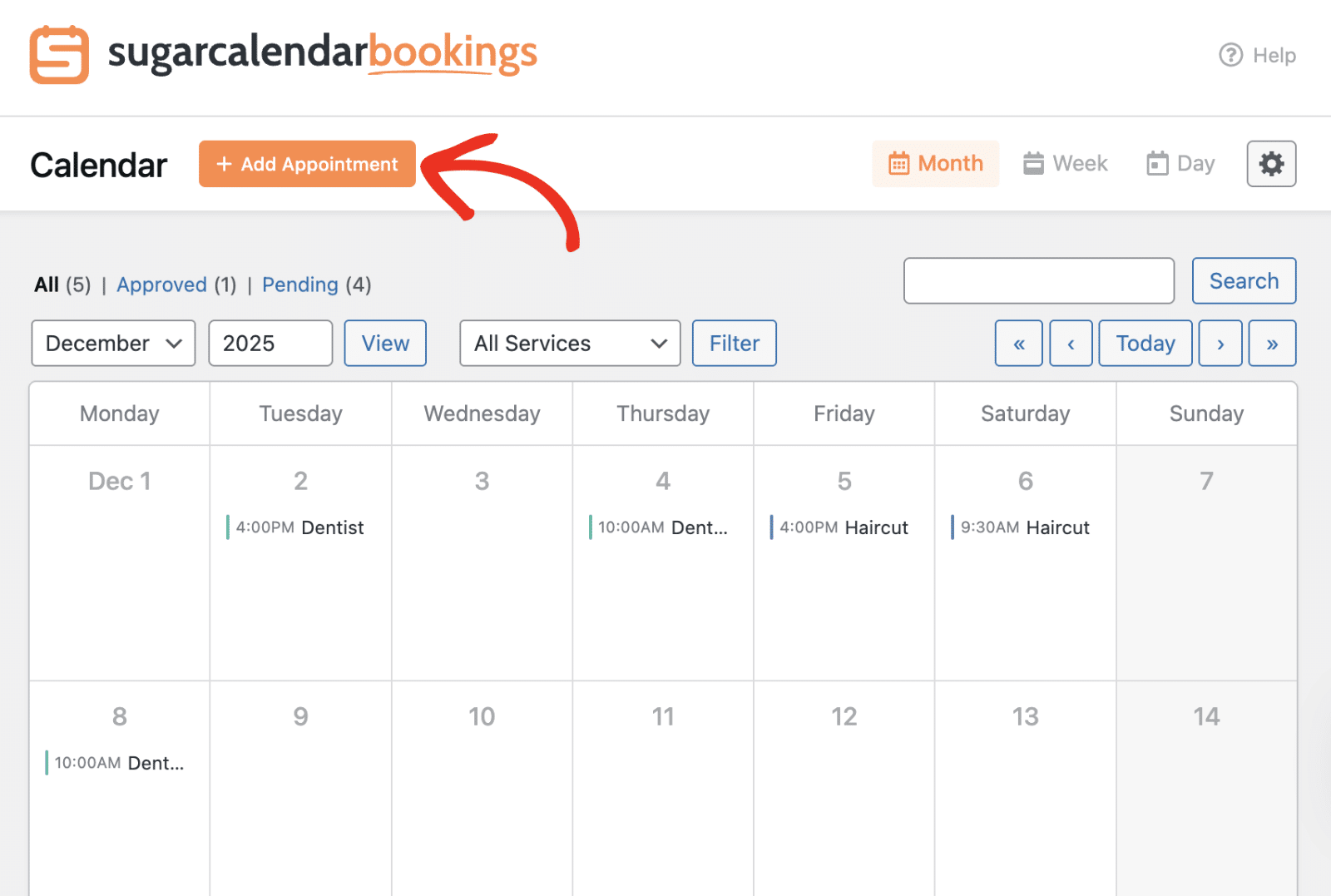 Click Add Appointment button
