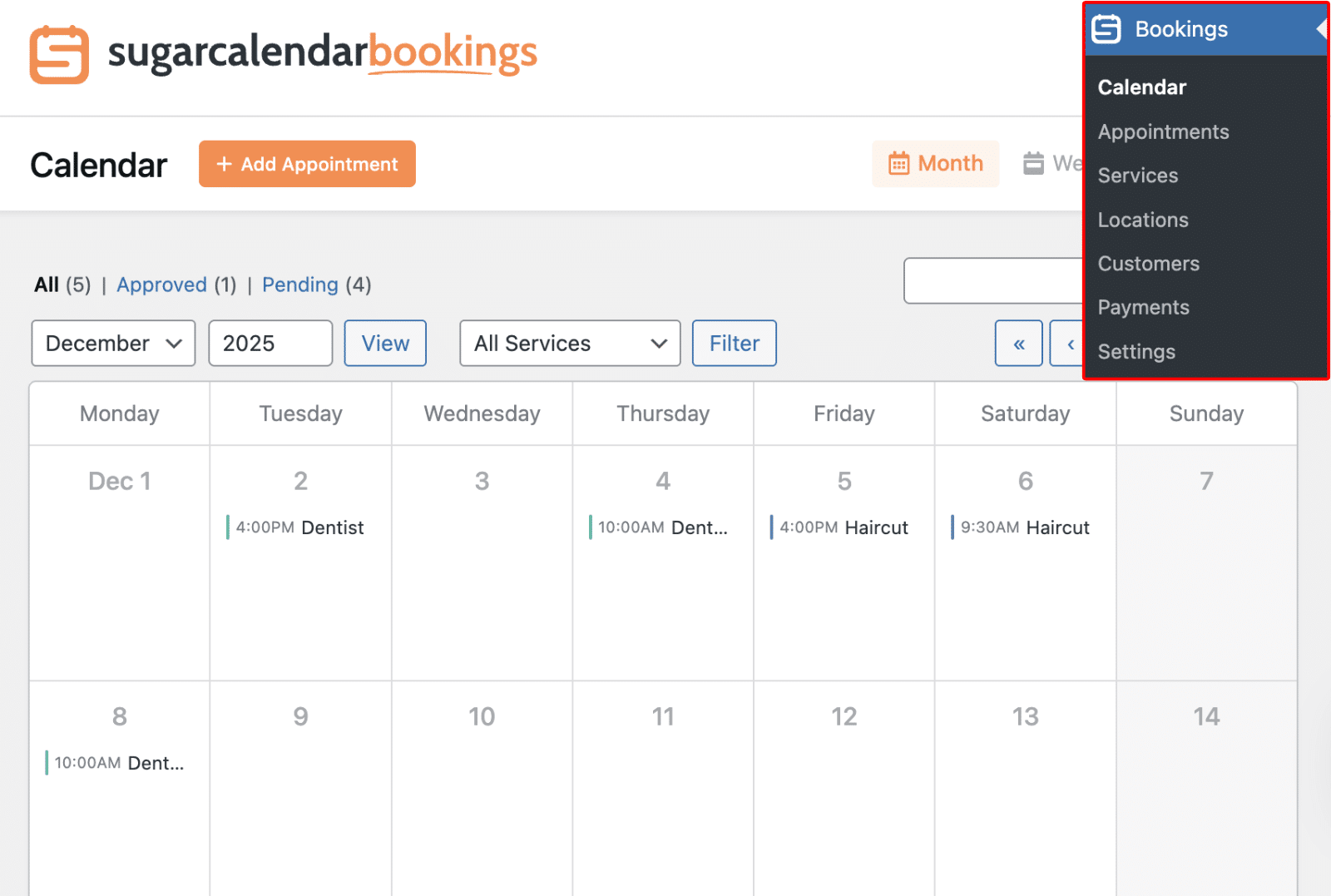 Navigate to Bookings Calendar