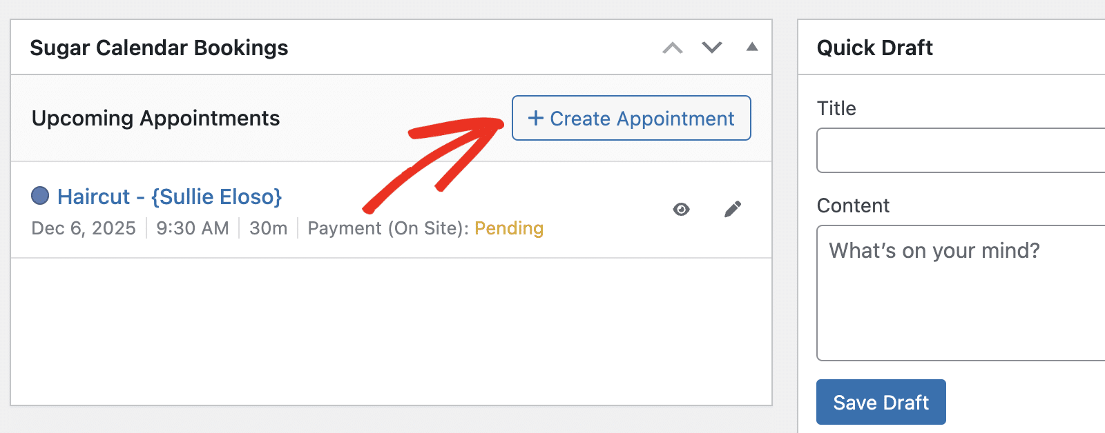 Click Create Appointment button