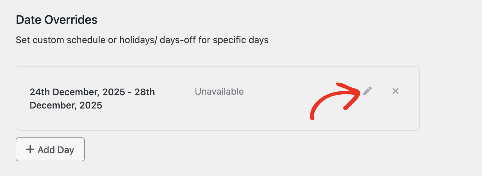 Edit custom schedule