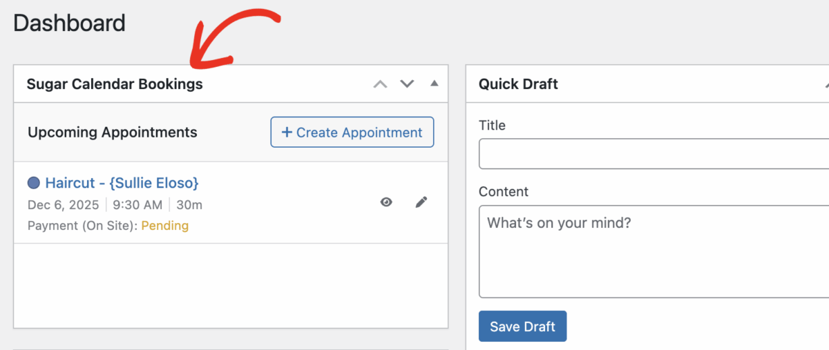 Toggle bookings display