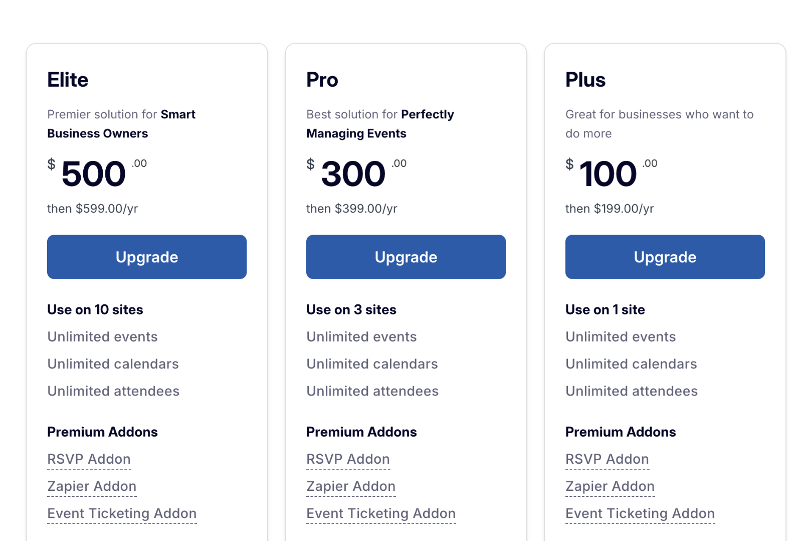 License upgrade options