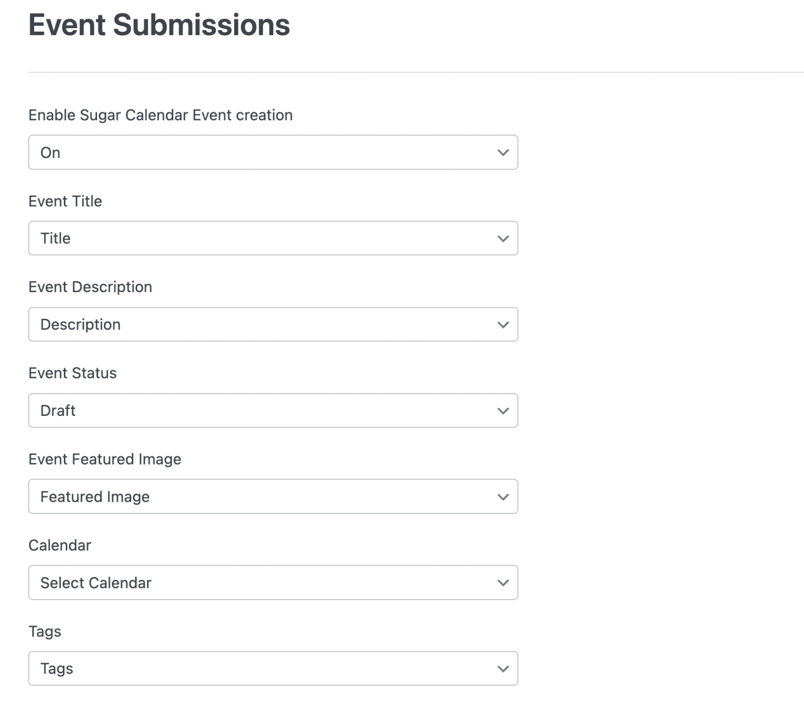 Event submission field mapping