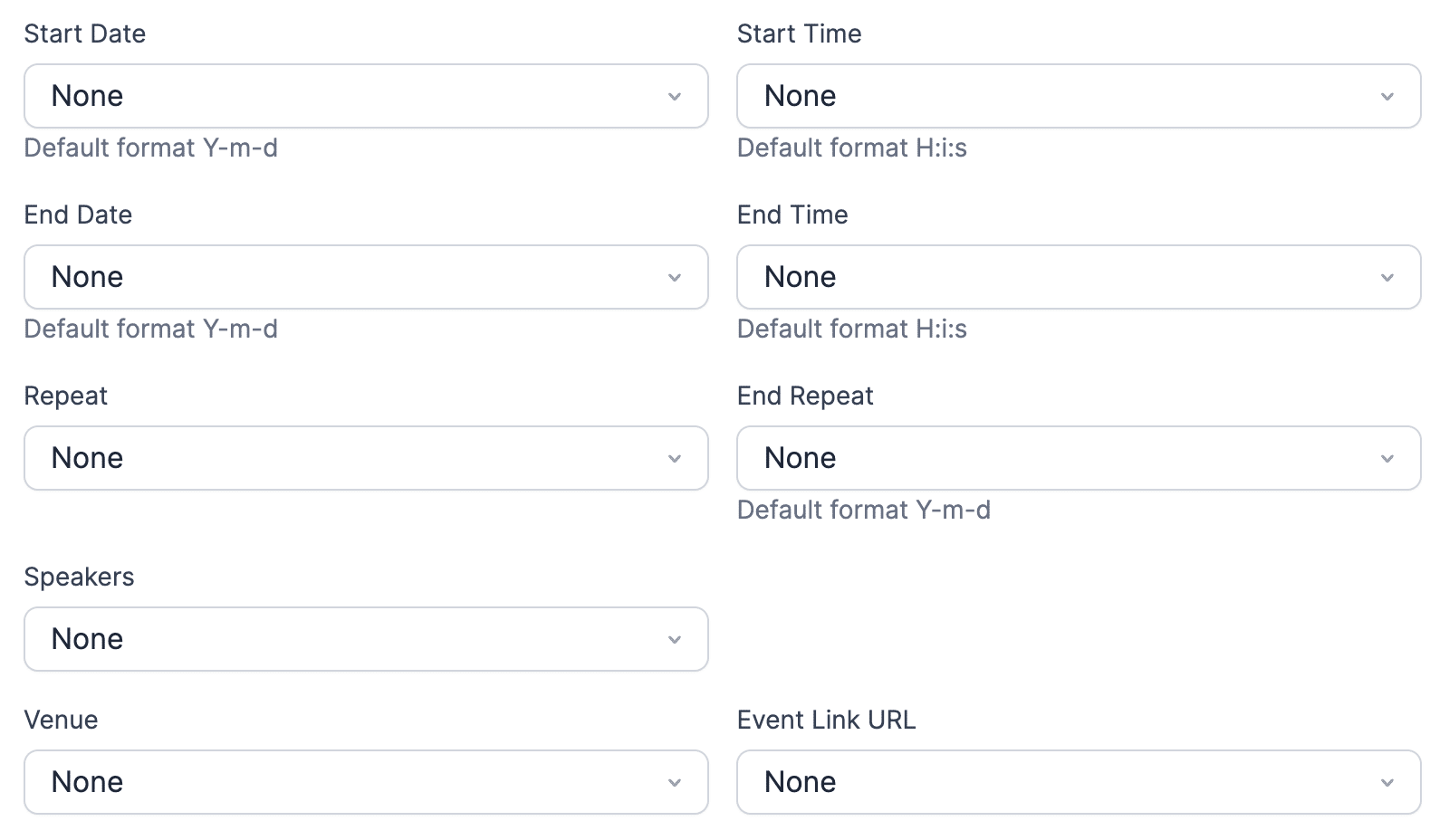 Other available formidable field mappings