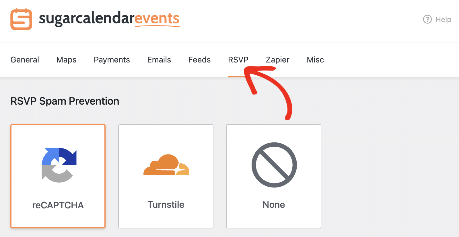 RSVP Spam Prevention settings