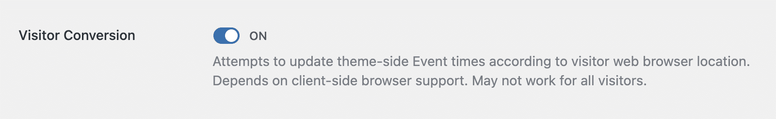 Visitor Conversion toggle in General settings