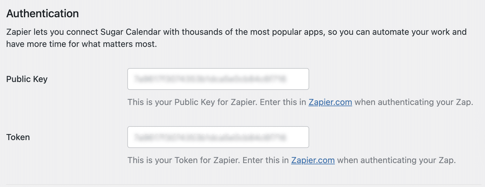Zapier configuration details