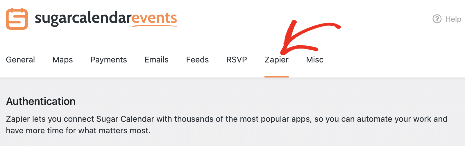 Zapier authentication settings