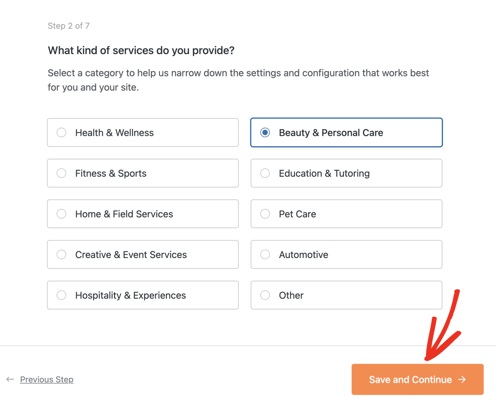 Choose your service category