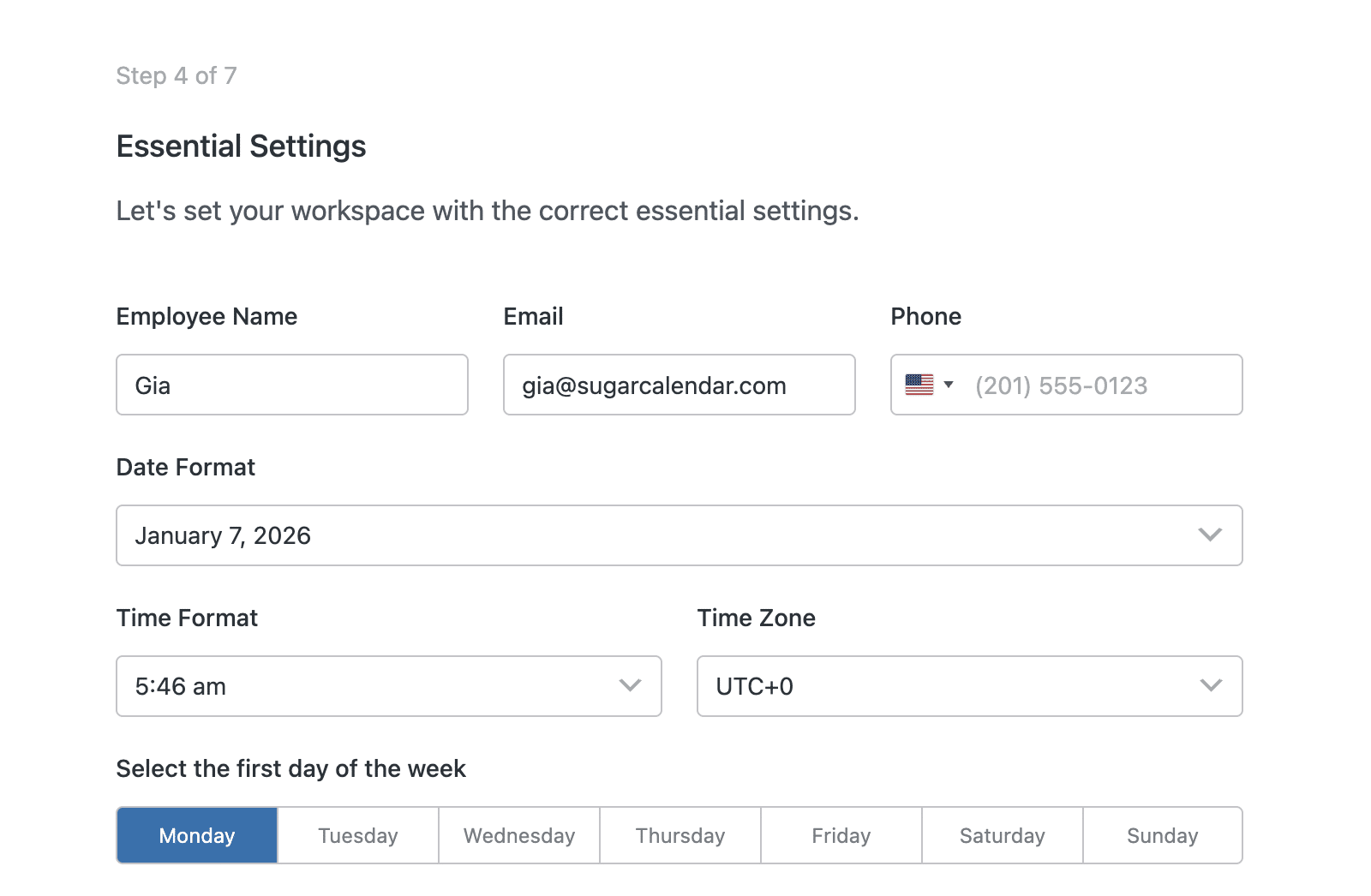 Configure employee information
