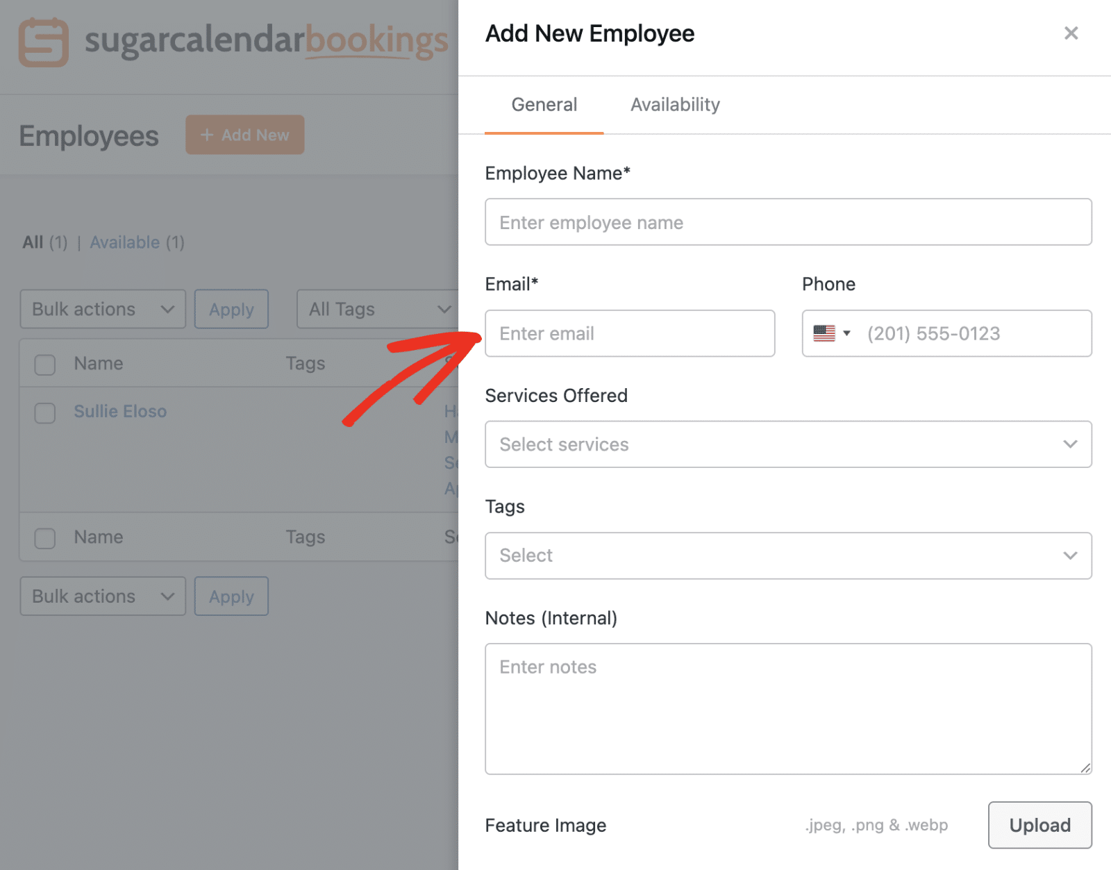 Enter employee email address