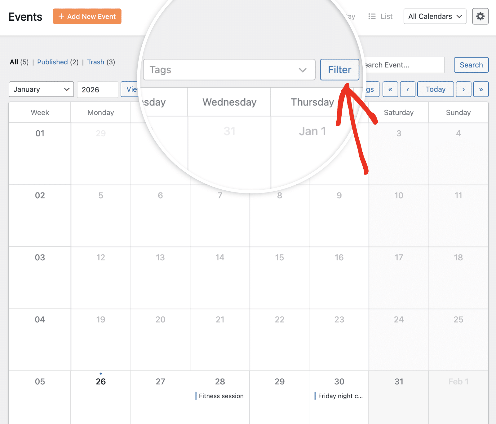 Select tags from dropdown filter
