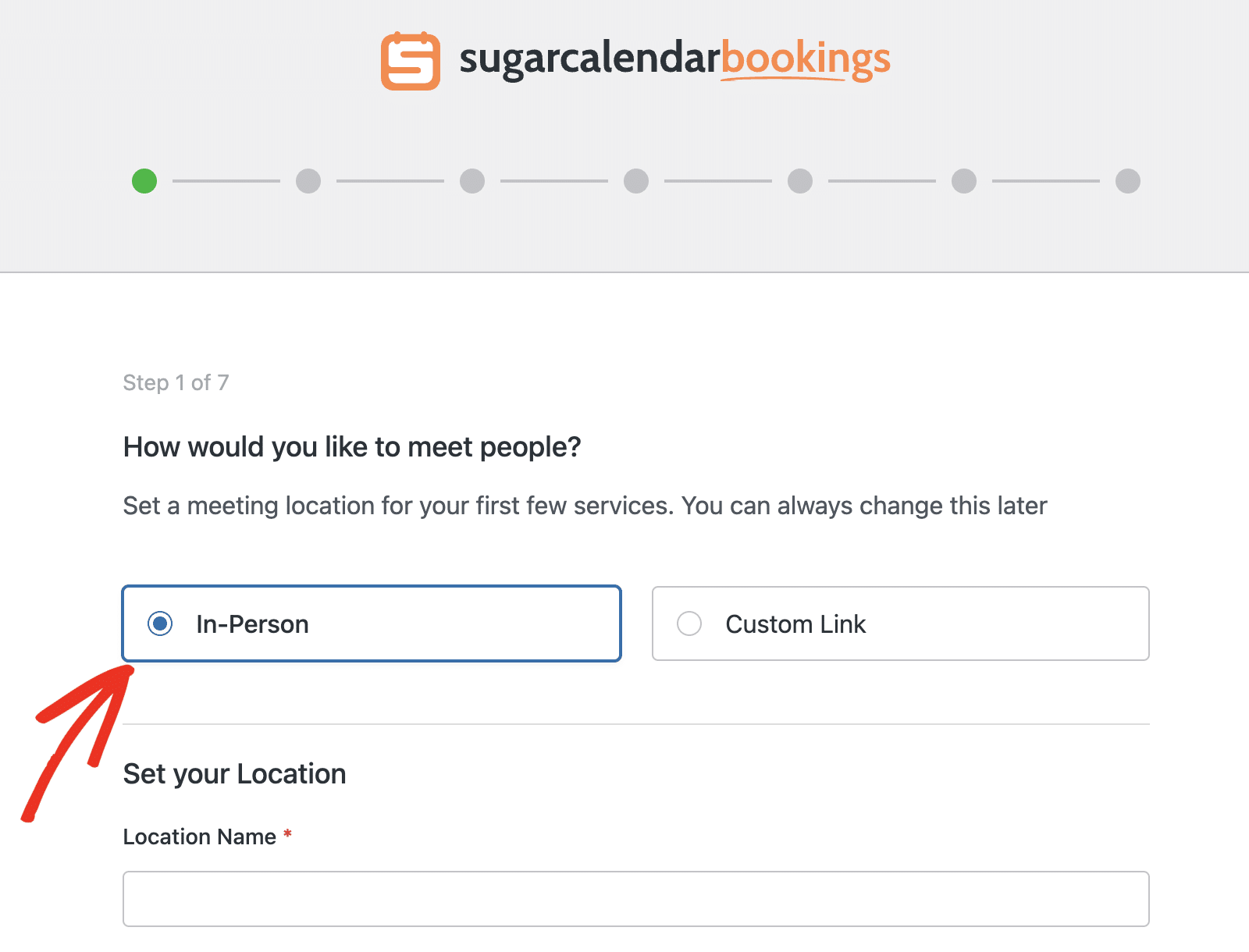 Select In-Person meeting option