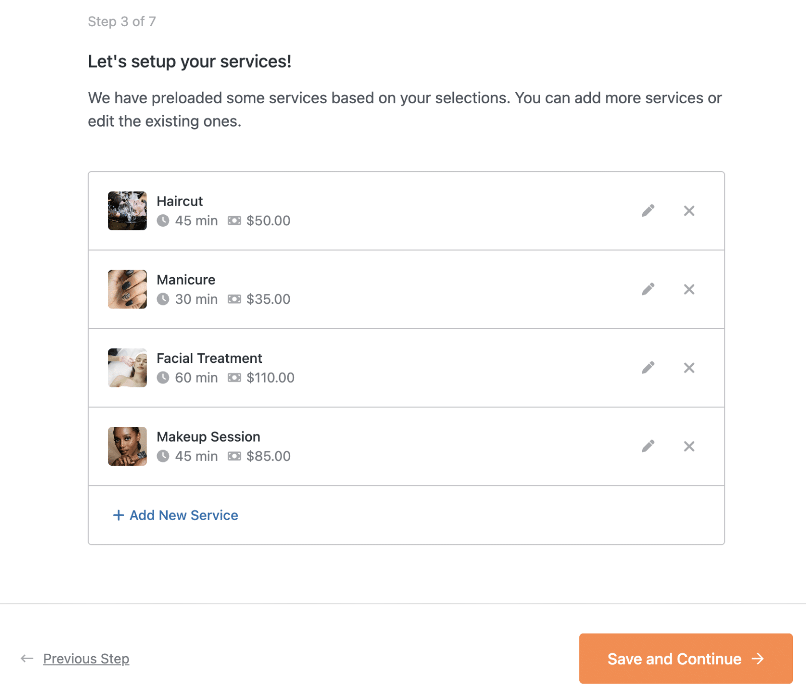 Preloaded services based on category