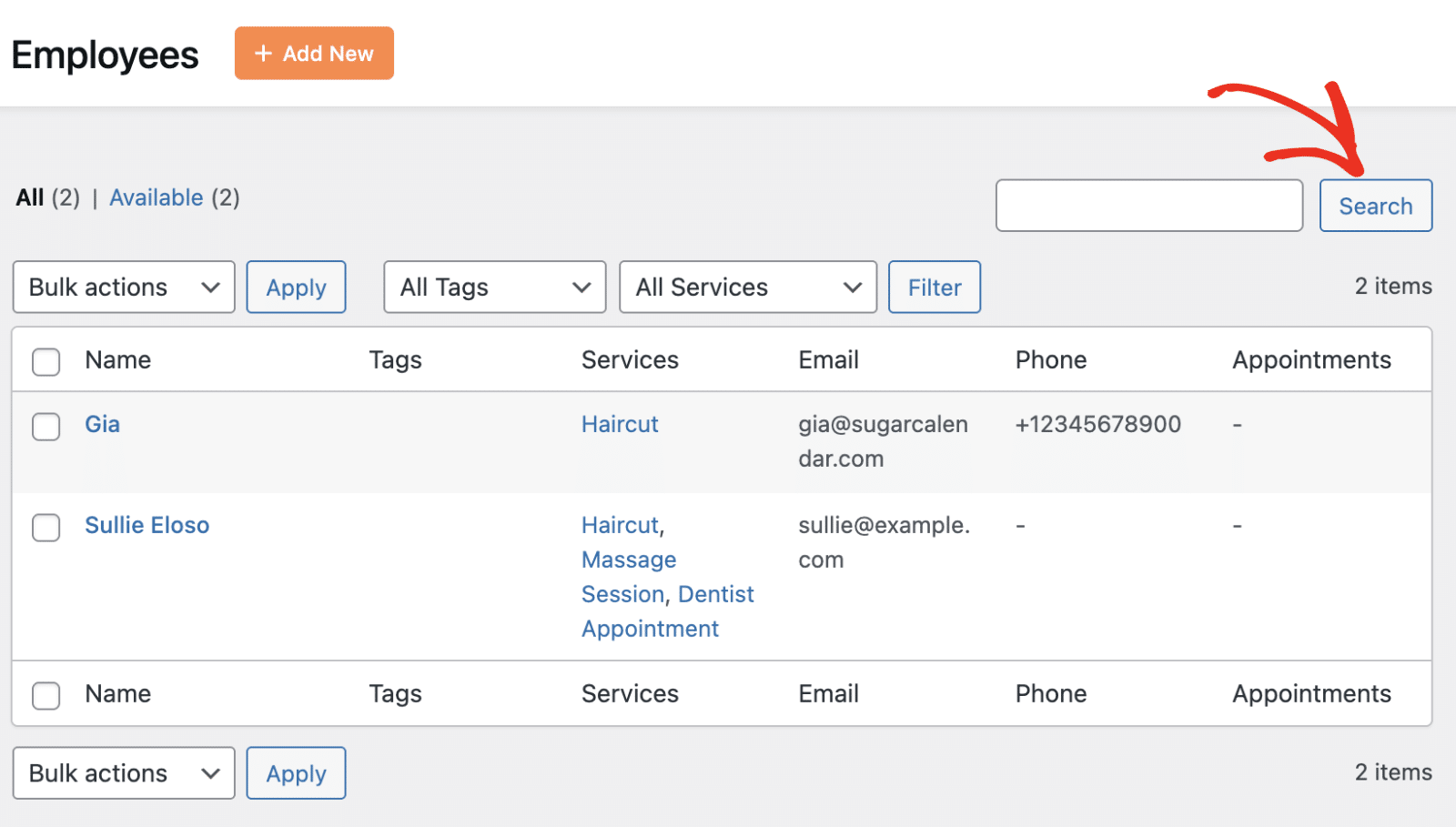 Search for employees by name