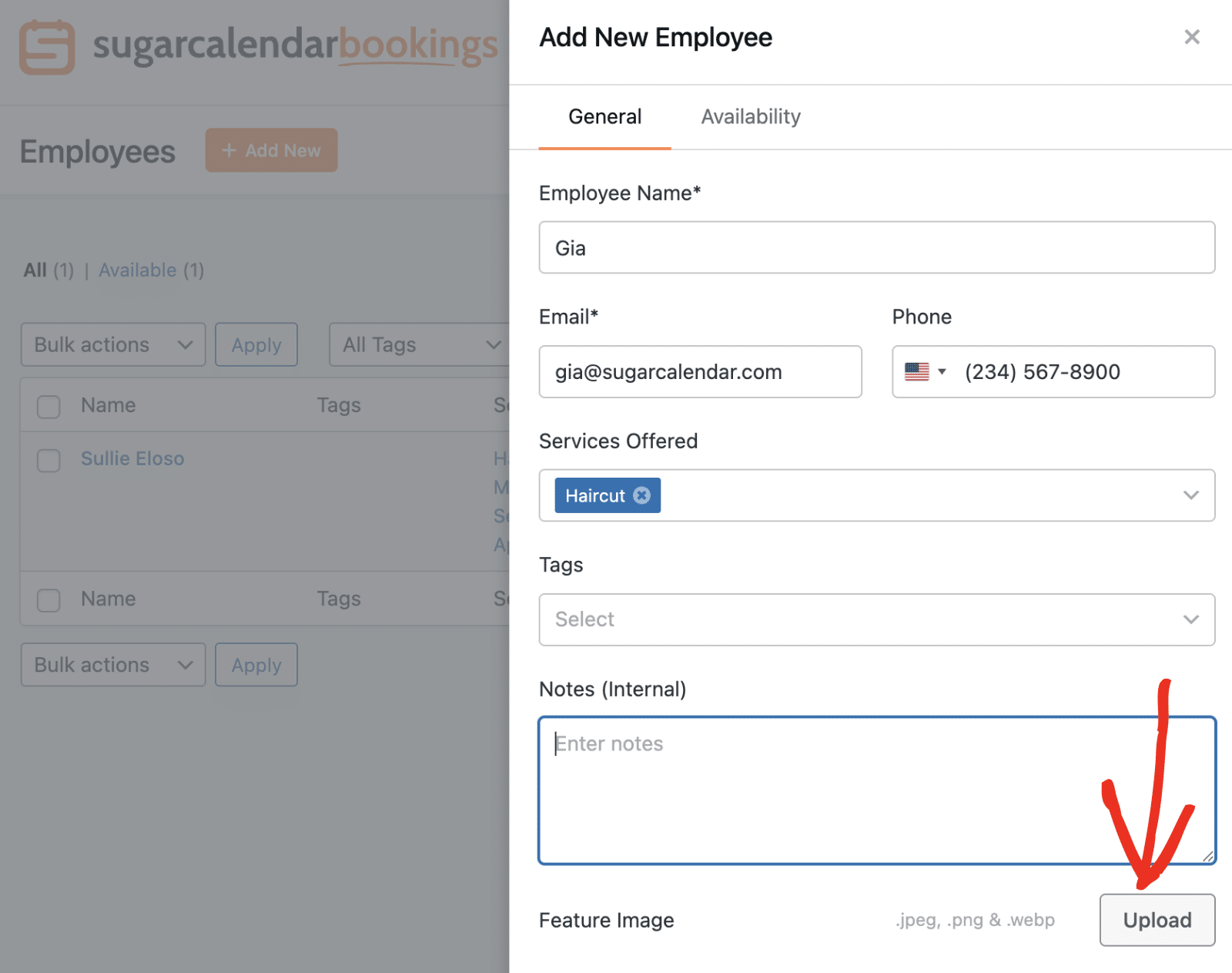 Upload employee profile image