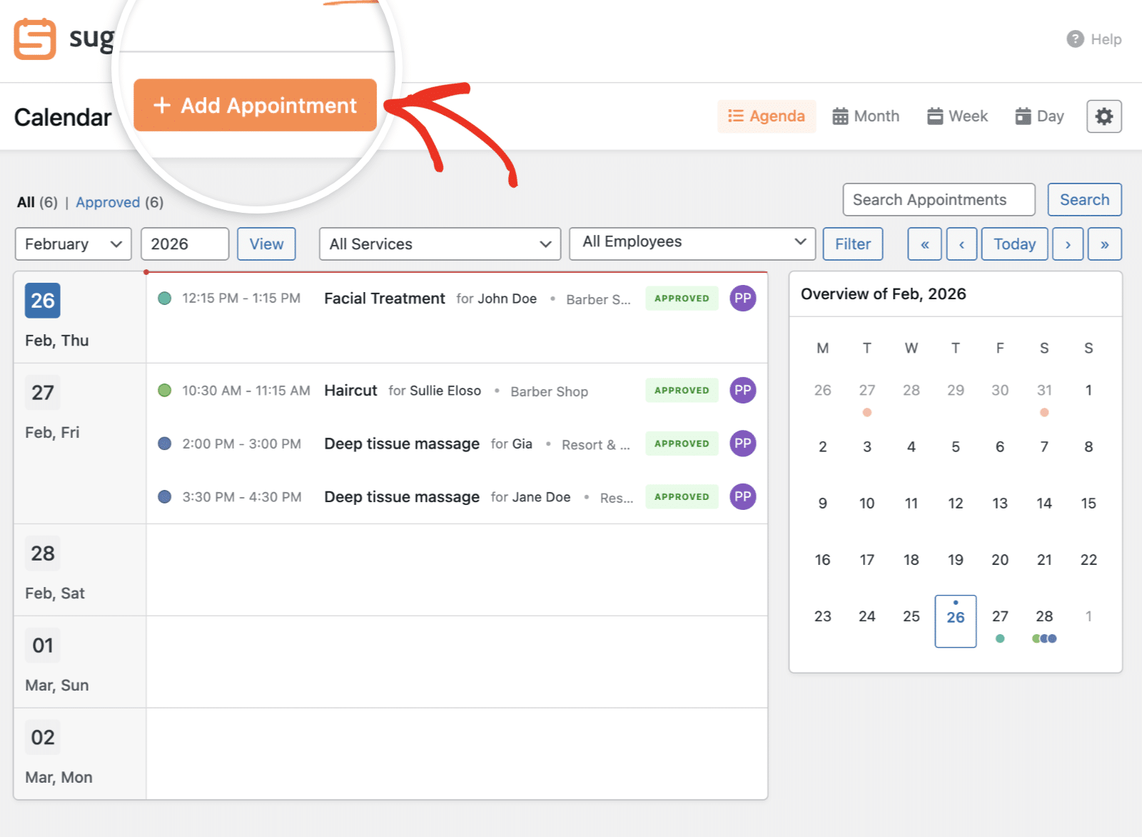 Click Add Appointment button