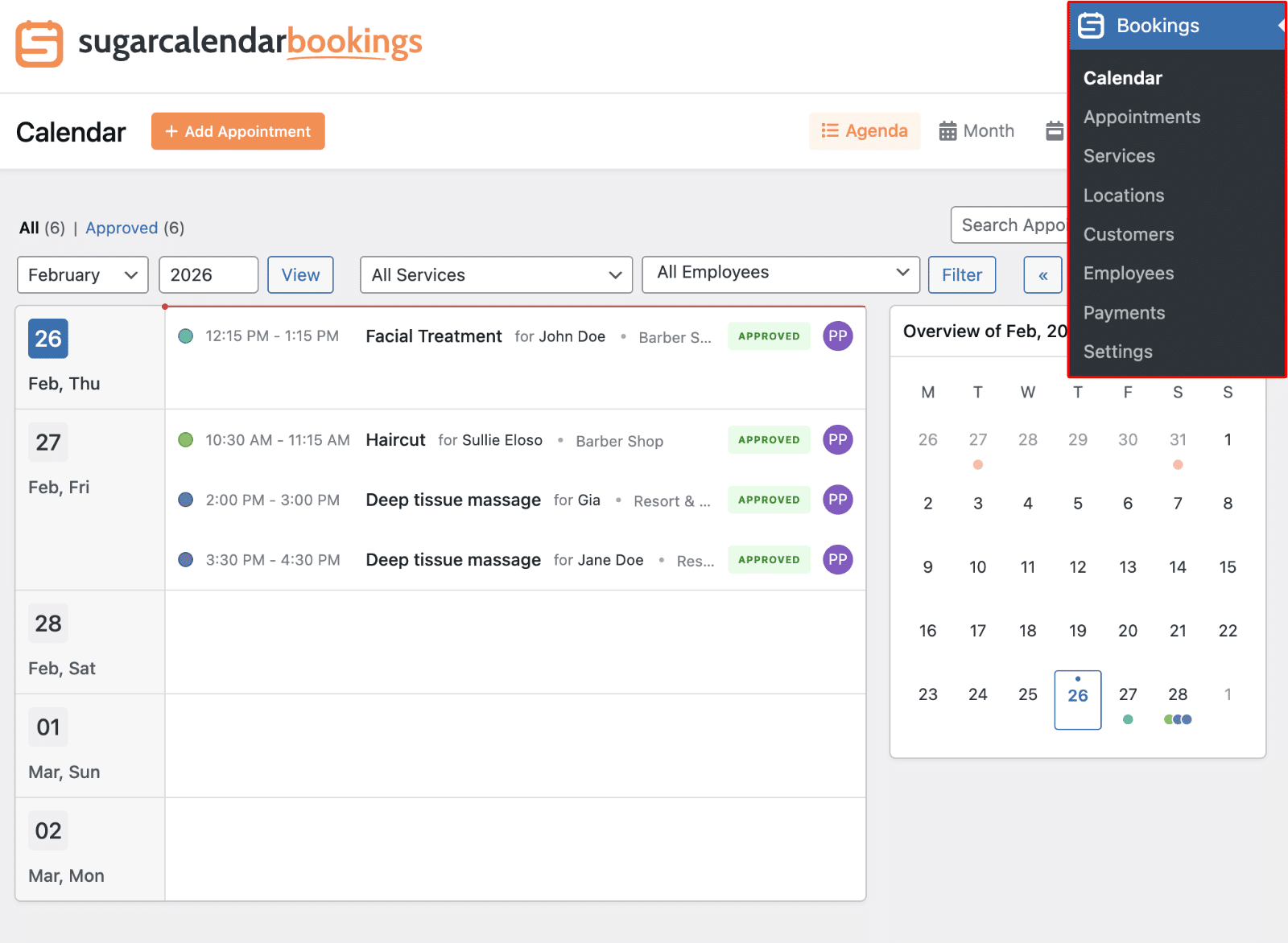 Navigate to Bookings Calendar