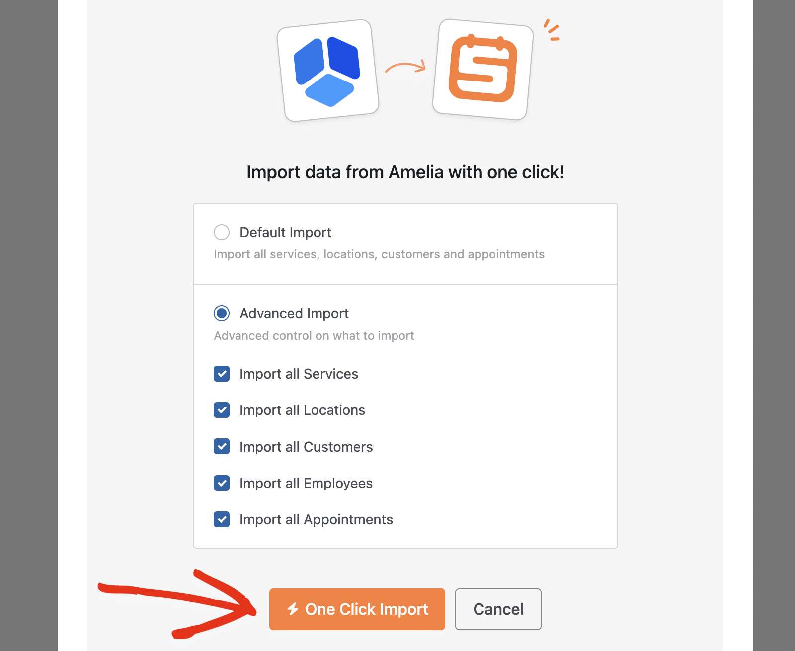 Using advanced migration option